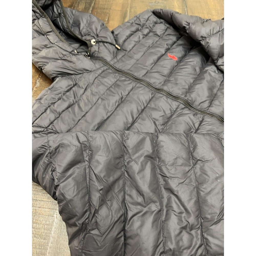 Polo Ralph Lauren Jacket Mens XL Black Hooded Quilted Puffer Full Zip Logo